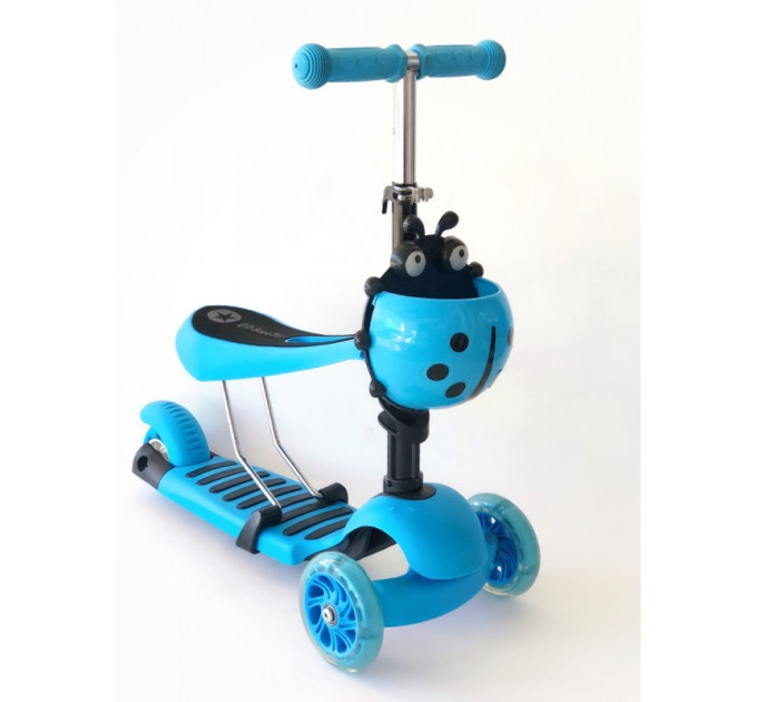 Самокат-беговел 2 в 1 QD ScooTer божья коровка складной для деток от 3 лет