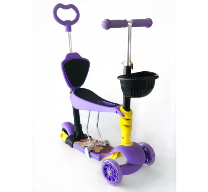 Самокат-беговел 5 в 1 QD ScooTer PH5 з ручкою тримачем та кошиком різні кольори