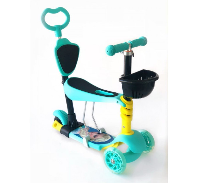 Самокат-беговел 5 в 1 QD ScooTer PH5 з ручкою тримачем та кошиком різні кольори