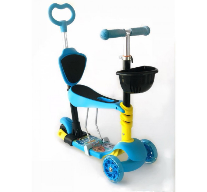 Самокат-беговел 5 в 1 QD ScooTer PH5 з ручкою тримачем та кошиком різні кольори