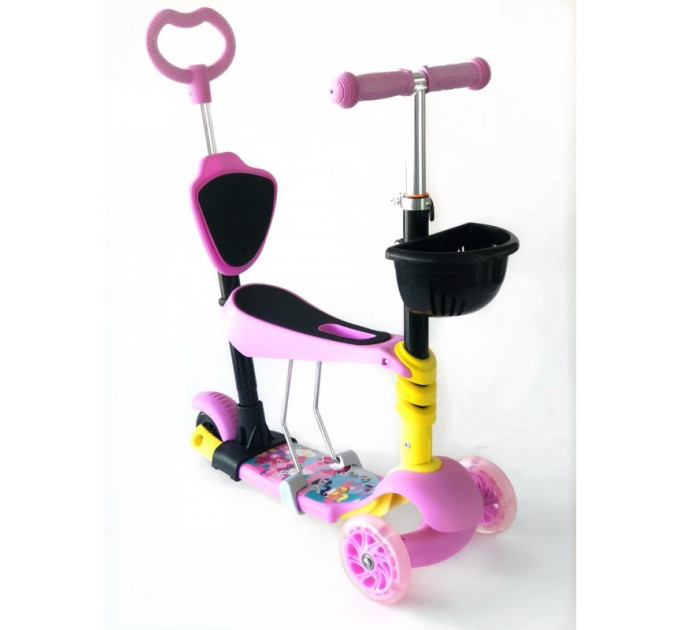 Самокат-беговел 5 в 1 QD ScooTer PH5 з ручкою тримачем та кошиком різні кольори