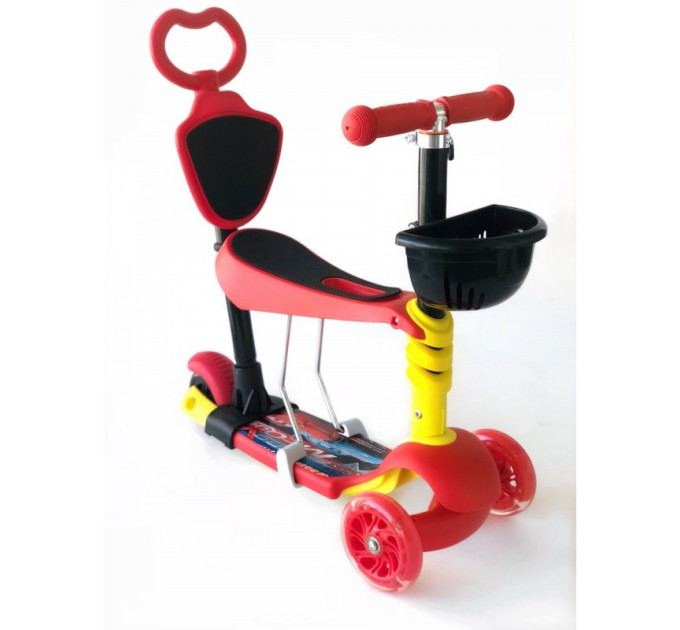 Самокат-беговел 5 в 1 QD ScooTer PH5 з ручкою тримачем та кошиком різні кольори