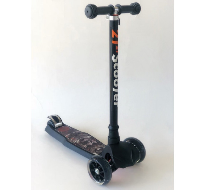 Самокат Scooter для мальчика черный подсветка колес