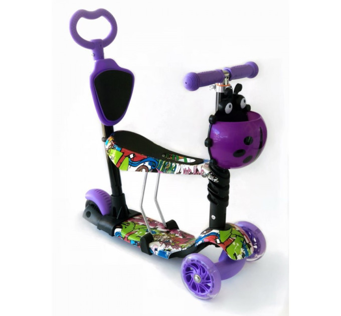 Самокат-беговел 5 в 1 QD ScooTer PP5 з батьківською ручкою