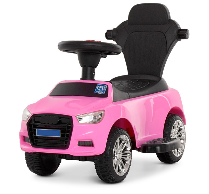 Машинка с магнитолой с родительской ручкой Bambi Розовая M 3503A(MP3)-8