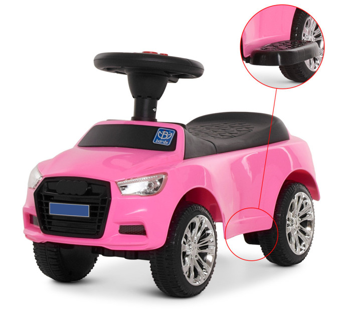 Машинка с магнитолой с родительской ручкой Bambi Розовая M 3503A(MP3)-8